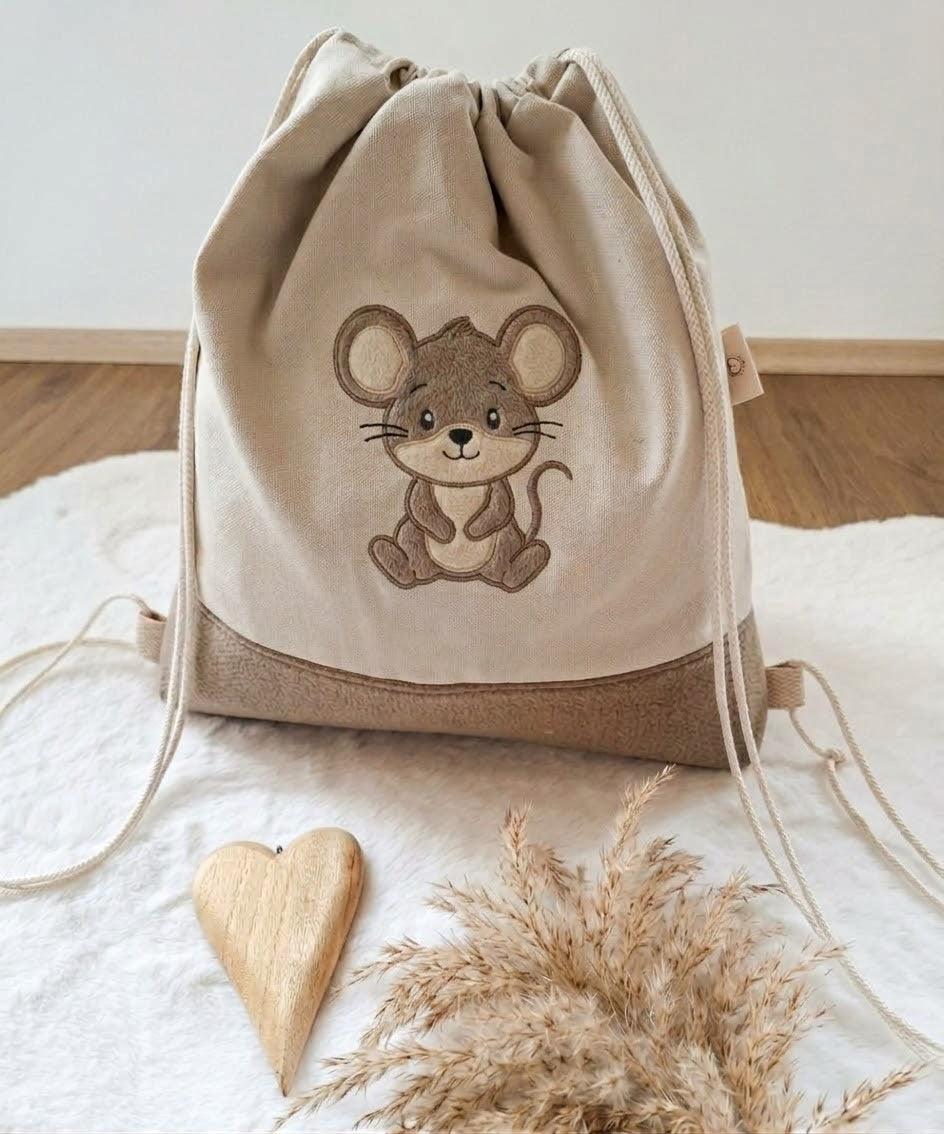 Kordelzug-/Turnbeutel Maus